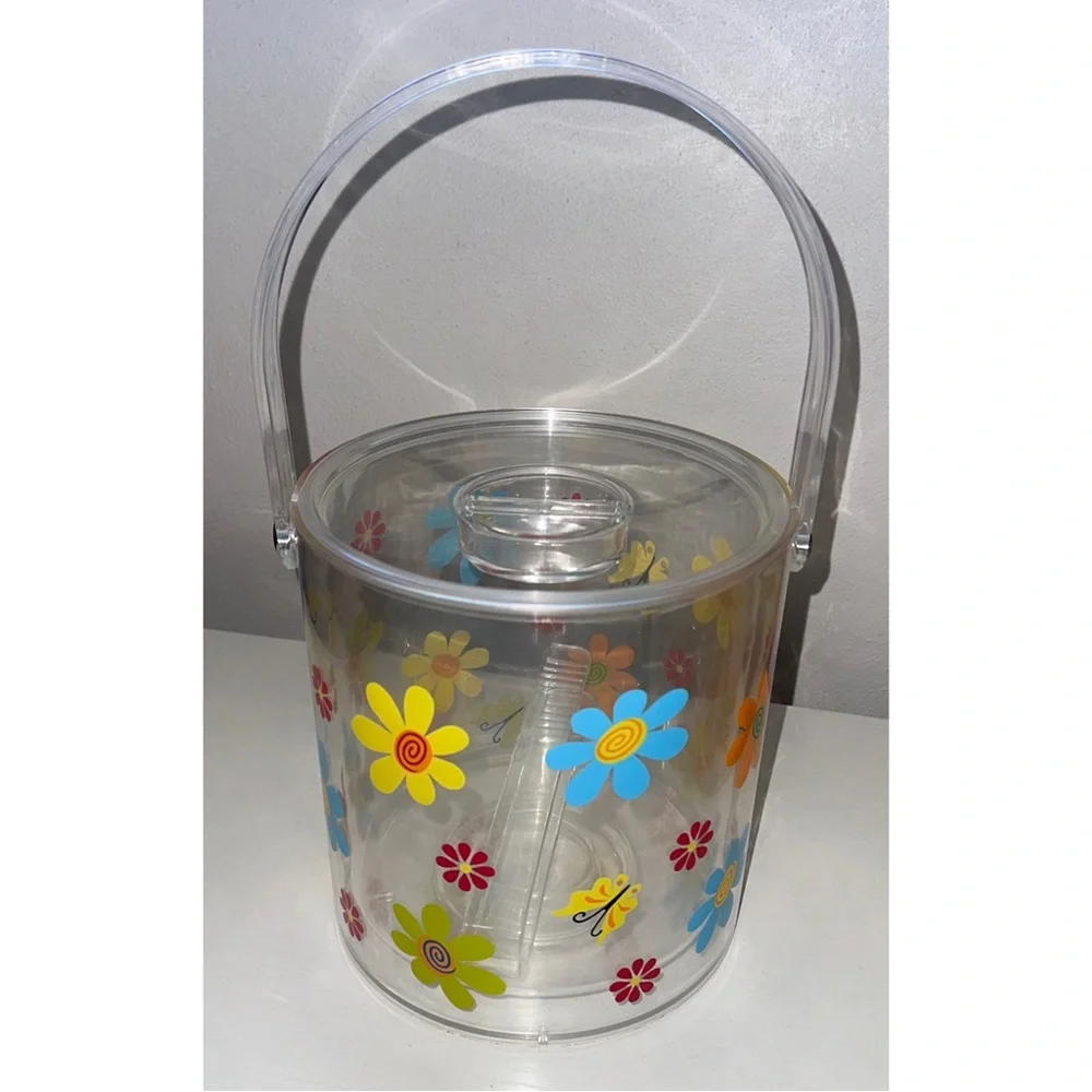 Vintage 90s/Y2K Acrylic Floral Ice Bucket